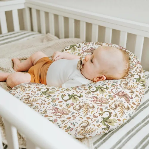 Vista 5 de Fairytale Dragons Boho Floral Baby Nursing Pillow Covers for Boy Girl Magical Dragon Moon Moth Flowers Nursery Pillowcase for Breastfeeding Pillows