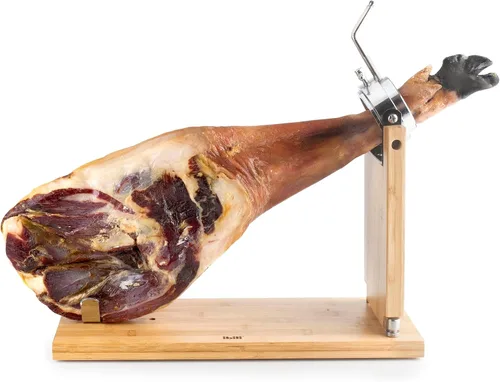 Vista 4 de IBILI Gastroteka - Jamonero plegable giratorio de bambú y acero inoxidable, 18.9 x 6.9 in