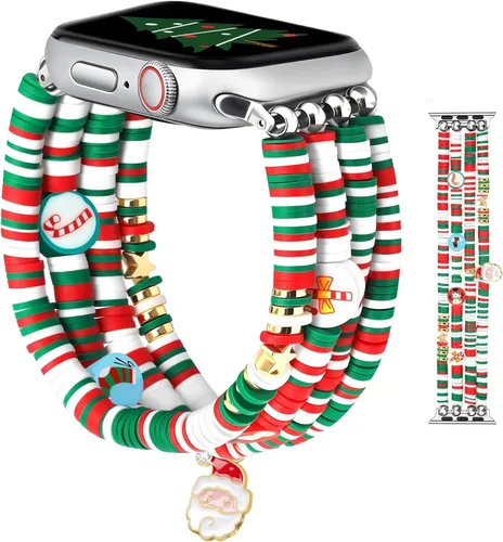 Vista 10 de JR.DM - Pulsera de cuentas compatible con Apple Watch de 40 mm, 38 mm, 41 mm, 42 mm; correa elástica hecha a mano para iWatch Series