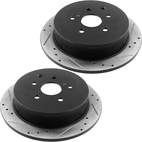 Vista 6 de MotorbyMotor Rotores de freno trasero de 12.165 in para Lexus RX350 RX450H, Toyota Highlander Sienna rotor perforado y ranurado y kit de pastillas