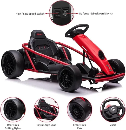 Vista 29 de Go Kart alimentado por batería de 24 V para niños de 8 a 15 años Azul