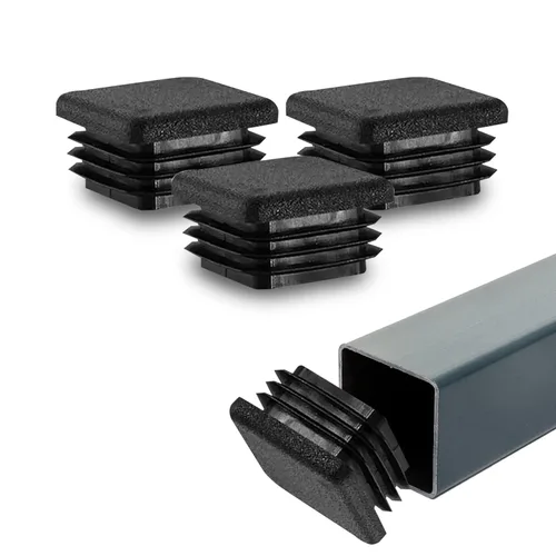 Vista 17 de Prescott Plastics Tapones de agujero de plástico acanalado de perímetro exterior de 1/2 pulgada (0.500 in), tapas cuadradas de tubo de metal negro
