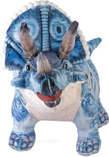 Vista 2 de Wild Republic Colección Artista, Triceratops de dinosaurio, regalo para niños, 15 pulgadas, juguete de peluche, botellas de agua recicladas