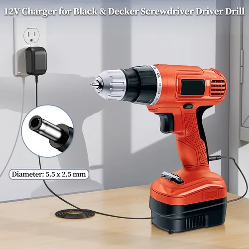 Vista 2 de Cargador de 12 V para destornillador Black & Decker adaptador de CA para Black & Decker GCO1200 GC01200 GCO1200 GCO1200CL taladro inalámbrico fuente
