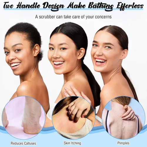 Vista 5 de Exfoliante de espalda para ducha, paño para la espalda, toalla de longitud extendida, de nailon, con correa elástica, para baño, paquete de 2