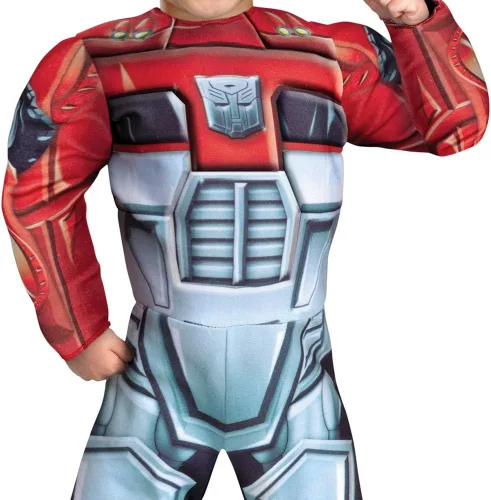 Vista 4 de Disguise costumes Optimus Prime Rescue Bot Toddler Muscle Costume Rojo/Azul
