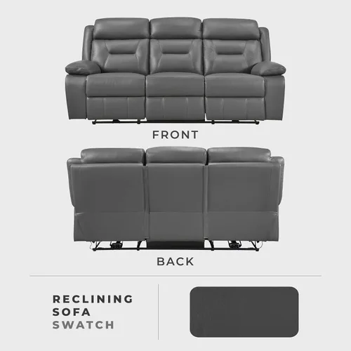 Vista 5 de Lexicon Sofá Reclinable Doble Eléctrico, Sofá Reclinable de Cuero de Grano Superior Combinado con Reposabrazos de Parte Superior Acolchada, Asientos