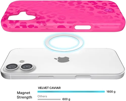 Vista 816 de VELVET CAVIAR Funda para iPhone 15, compatible con MagSafe, probada contra caídas de 10 pies, fundas protectoras de diseño, leopardo color rosa