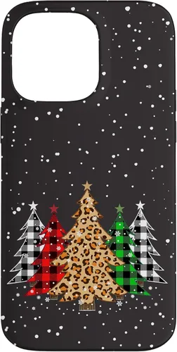Vista 21 de Funda con diseño de árboles de Navidad con estampado de leopardo y cuadros para iPhone 16