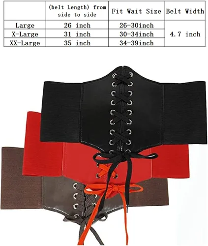Vista 4 de WINROLA Cinturón elástico para mujer, cinturón de cintura con cordones, cinturón de avispa, para niñas y mujeres