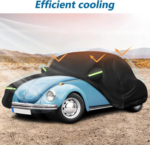 Vista 4 de Funda de automóvil sedán de 2 puertas para Volkswagen Beetle Bug 1960-1980 Protección resistente al agua para todo tipo de clima con cremallera