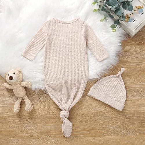 Vista 7 de Twopumpkin Vestido de bebé anudado para recién nacido, niño o niña, traje de dormir unisex, recién nacido, bebé, conjunto de pijamas de invierno