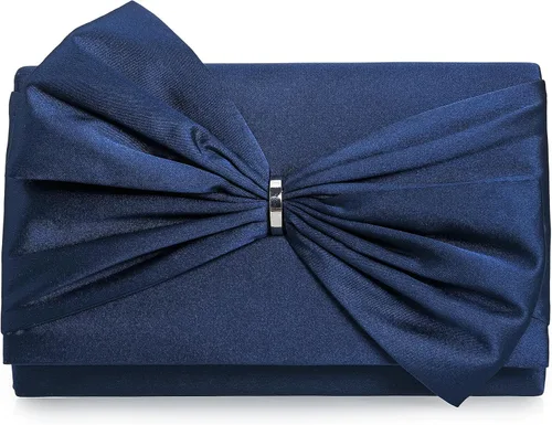 Vista 10 de CHARMING TAILOR Bolso formal de satén con lazo para mujer, bolso de embrague elegante para bodas, bailes, fiestas
