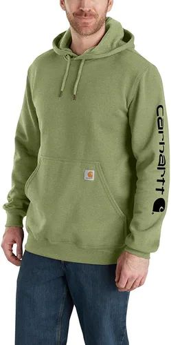 Vista 22 de Carhartt Sudadera de ajuste holgado para hombre con logotipo en la manga, de peso medio, gráfica, liquidación Terreno ámbar