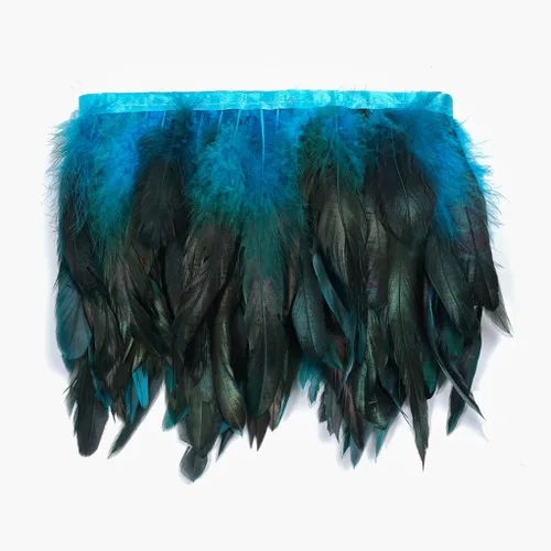 Vista 13 de Shekyeon Borde de flecos de plumas de gallo de 2 yardas para decoración de disfraces (negro)