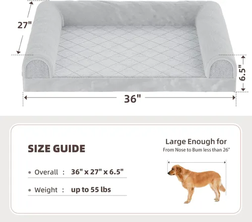 Vista 3 de Simple Trending Cama para perros grandes, cama ortopédica XL para mascotas con lados, sofá de espuma impermeable con funda extraíble y parte