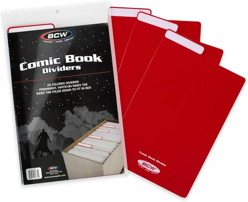 Vista 6 de BCW Separadores para cómics - 25 unidades Separadores de plástico de polietileno archivístico Organiza cómics eficientemente en cajas de Negro