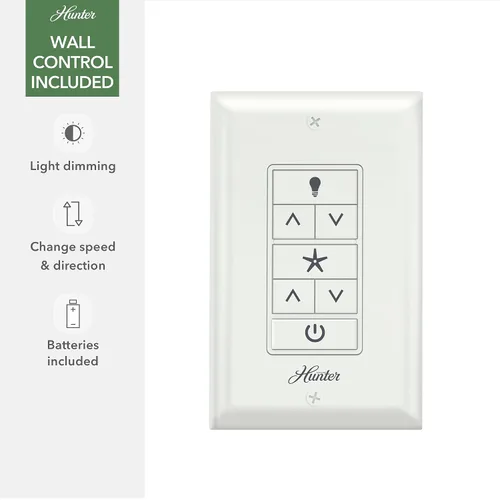 Vista 7 de Hunter Ventilador de techo blanco mate con WiFi de 60 pulgadas con kit de luz LED y control de pared
