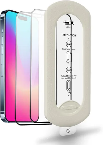 Vista 16 de Paquete de 3 protectores de pantalla de vidrio templado para iPhone 17 Air con kit de alineación automática, polvo automático, grado militar 9H+