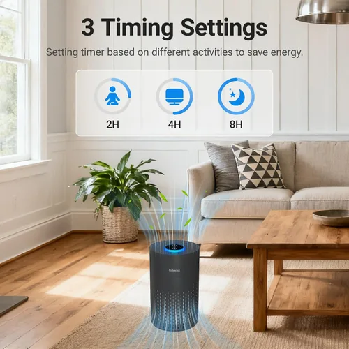 Vista 6 de Purificadores de aire para dormitorio y hogar, limpiador de aire Cobectal con filtro H14 True HEPA 3 en 1 para habitación de hasta 1050 pies