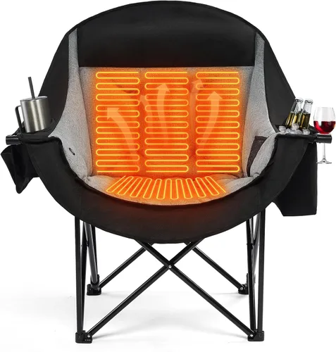 Vista 10 de Silla de camping doble con calefacción Apollo Walker - Sillón de camping extra ancho y resistente de 272kg con calefacción ajustable, soporte dual
