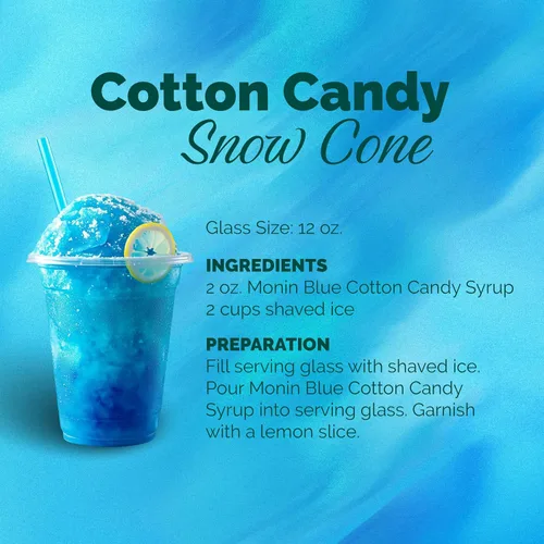 Vista 5 de Monin - Blue Cotton Candy Jarabe prémium para limonadas, batidos, refrescos y más (botella de plástico sin BPA, 1 litro)