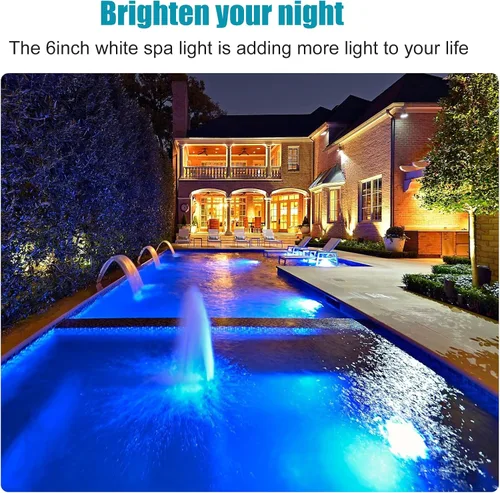 Vista 6 de Luces LED de spa de 6 pulgadas para piscina enterrada, 50 pies AC120V 6 pulgadas, luces blancas de piscina, luz subacuática de spa para piscinas