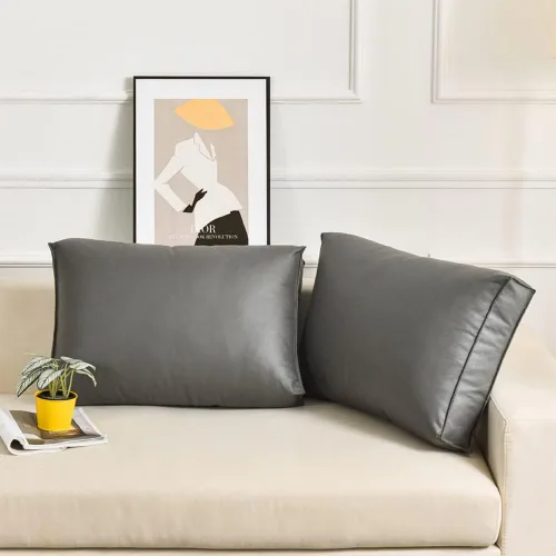 Vista 4 de YURRO Cojín lumbar para sofá, almohada de respaldo de piel sintética impermeable para cama, televisor, sofá, almohada de lectura con soporte