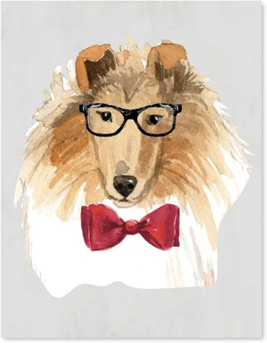 Vista 137 de Andaz Press Póster impreso para pared de perro, 8.5 x 11 pulgadas, Bulldog inglés con gafas negras, 1 paquete, regalo de cumpleaños de Navidad, sin