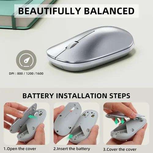Vista 3 de Teclado y mouse Bluetooth compatibles con Mac, OMOTON Ultra Slim Wireless Keyboard y Mouse Combo Compatible con MacOS, MacBook Pro/Air, iMac, Mac