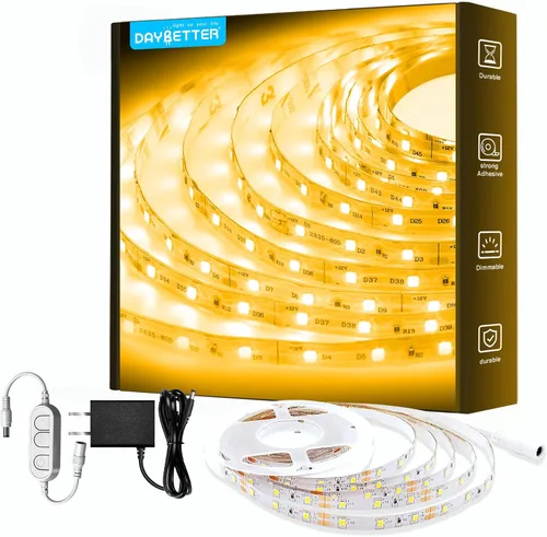 Vista 9 de DAYBETTER 16.4FT Tira de luces LED COB regulable, luces LED de alta luminosidad, 6500K blanco brillante de luz diurna, 24V, 140 LEDs, cinta LED