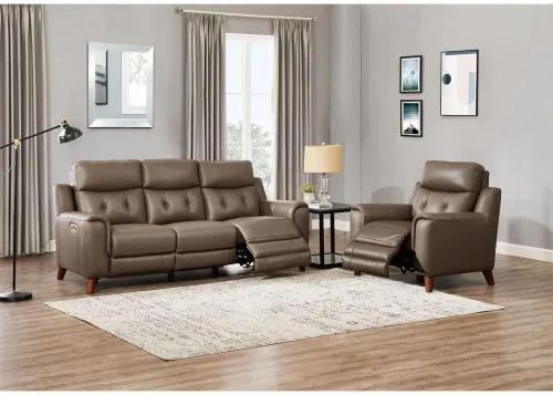 Vista 15 de Hydeline Torino Zero Gravity Power reclinable y reposacabezas de cuero de grano superior con puertos USB integrados, trufa, espuma viscoelástica