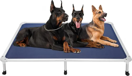 Vista 17 de Veehoo Cama elevada para perros a prueba de mordidas - Cuna elevada refrescante para mascotas - Marco de aluminio plateado y tela de malla