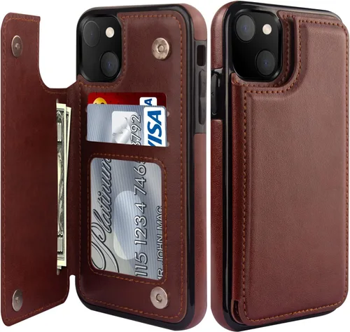 Vista 39 de LETO para iPhone 15 Pro Funda tipo cartera - Tapa tipo folio con patada - Diseños de moda - Tarjetero - Funda protectora para mujeres y niñas - 6.1