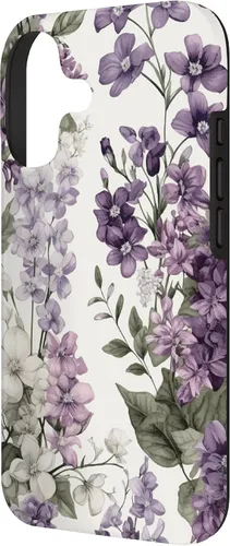 Vista 2 de White Violet Purple Lavender Lilac Floral Funda de flores botánicas para iPhone 17