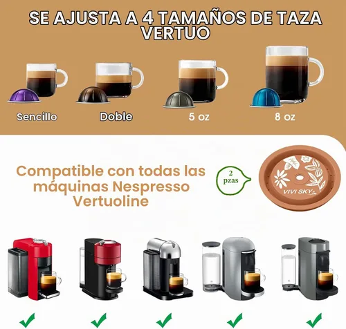 Vista 4 de VIVI SKY Tapas de cápsula de café reutilizables funcionan con cápsulas N*espresso Pods Vertuoline, tapas de silicona de grado alimenticio utilizadas