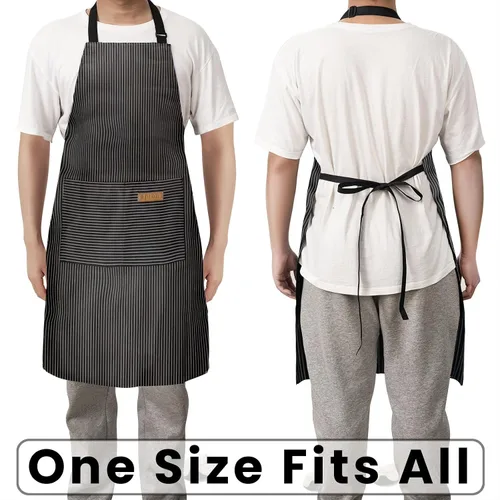 Vista 6 de BeLuyi Paquete de 2 delantales ajustables con 2 bolsillos para cocinar, cocina, restaurante, delantales para mujeres y hombres