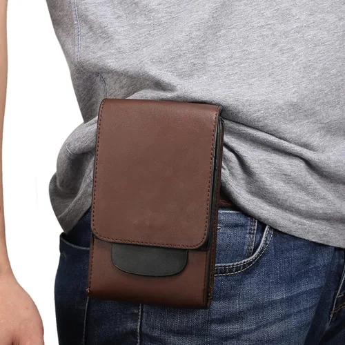 Vista 9 de Riñonera de cuero para teléfono celular para hombre, clip para cinturón de teléfono celular, bolsa vertical pequeña para teléfono inteligente