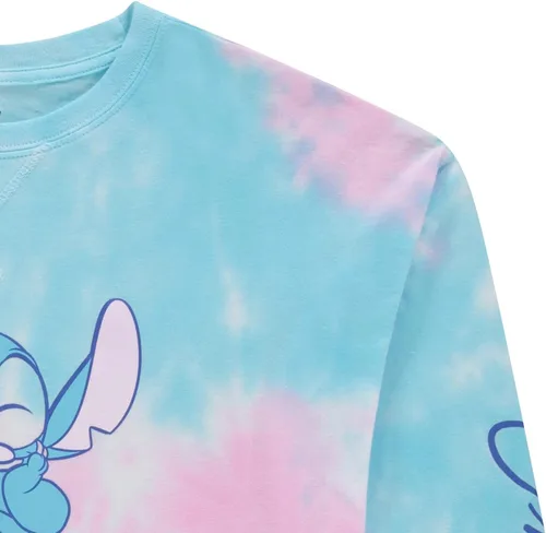 Vista 4 de Lilo and Stitch - Sudadera clásica de manga larga para mujer con teñido anudado y puntada