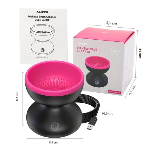 Vista 7 de Alyfini Máquina limpiadora de brochas de maquillaje eléctrica, potente fricción que elimina los residuos en el juego de brochas de maquillaje