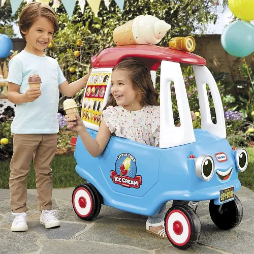 Vista 6 de Little Tikes acogedor camión de helado, cupé con paseo, auto impulsado por niños y padres, música de camiones, incluyendo accesorios - Regalo