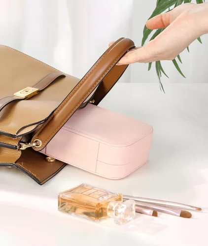 Vista 6 de Quatish Estuche de joyería de viaje, organizador de viaje de joyería, caja de joyería pequeña portátil para mujeres, mini estuche de joyería