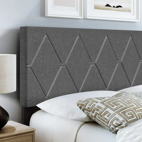 Vista 4 de Boyd Sleep Cama tapizada de lino negro con cabecera ajustable, tamaño individual, con base o somier calificado para su uso