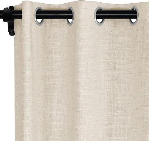 Vista 45 de Fcosie Cortinas opacas de lino 100 % opacas de 50 pulgadas de ancho x 63 pulgadas de largo, paneles de cortina con ojales para sala de estar