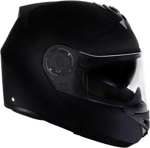 Vista 8 de Milwaukee Helmets H7005 Flat Black MayDay Modular Casco de motocicleta inalámbrico de cara completa - Stream Music-Llamadas telefónicas