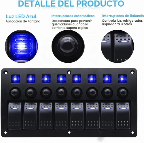 Vista 4 de El panel de interruptor marino de 8 cuadrillas, prenda impermeable del Azul