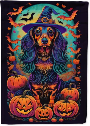 Vista 52 de Caroline's Treasures DAC1466GF - Bandera decorativa para jardín de Halloween de Affenpinscher Witchy para jardín, decoración para patio exterior