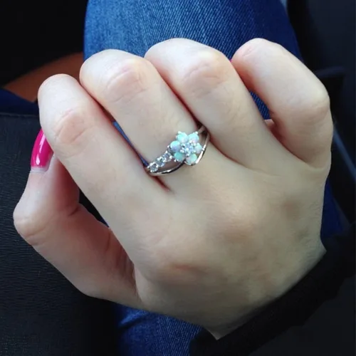 Vista 31 de Iumer - Anillo de zircón de dos piezas con incrustaciones de diamantes de imitación artificiales para mujer, talla 6-10.