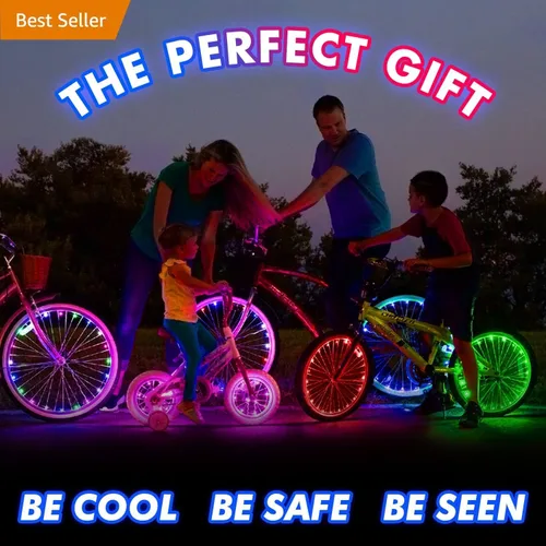 Vista 2 de Activ Life Paquete de 2 luces LED para ruedas de bicicleta con baterías incluidas, obtén un 100% más brillante y visible desde todos los ángulos