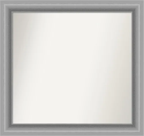 Vista 27 de Amanti Art Espejo de baño plateado para sobre fregadero, 26 x 26 pulgadas, espejo cuadrado de níquel pulido, marco de madera tradicional mediano, se